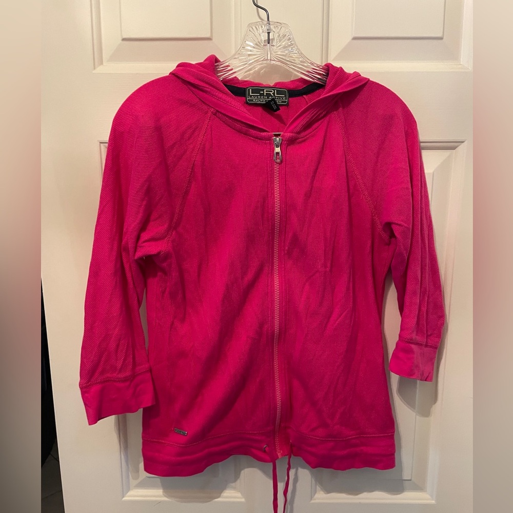 Lauren Active- Ralph Lauren - Hot pink Waffle Hoddie- Small-100% cotton Full Zip